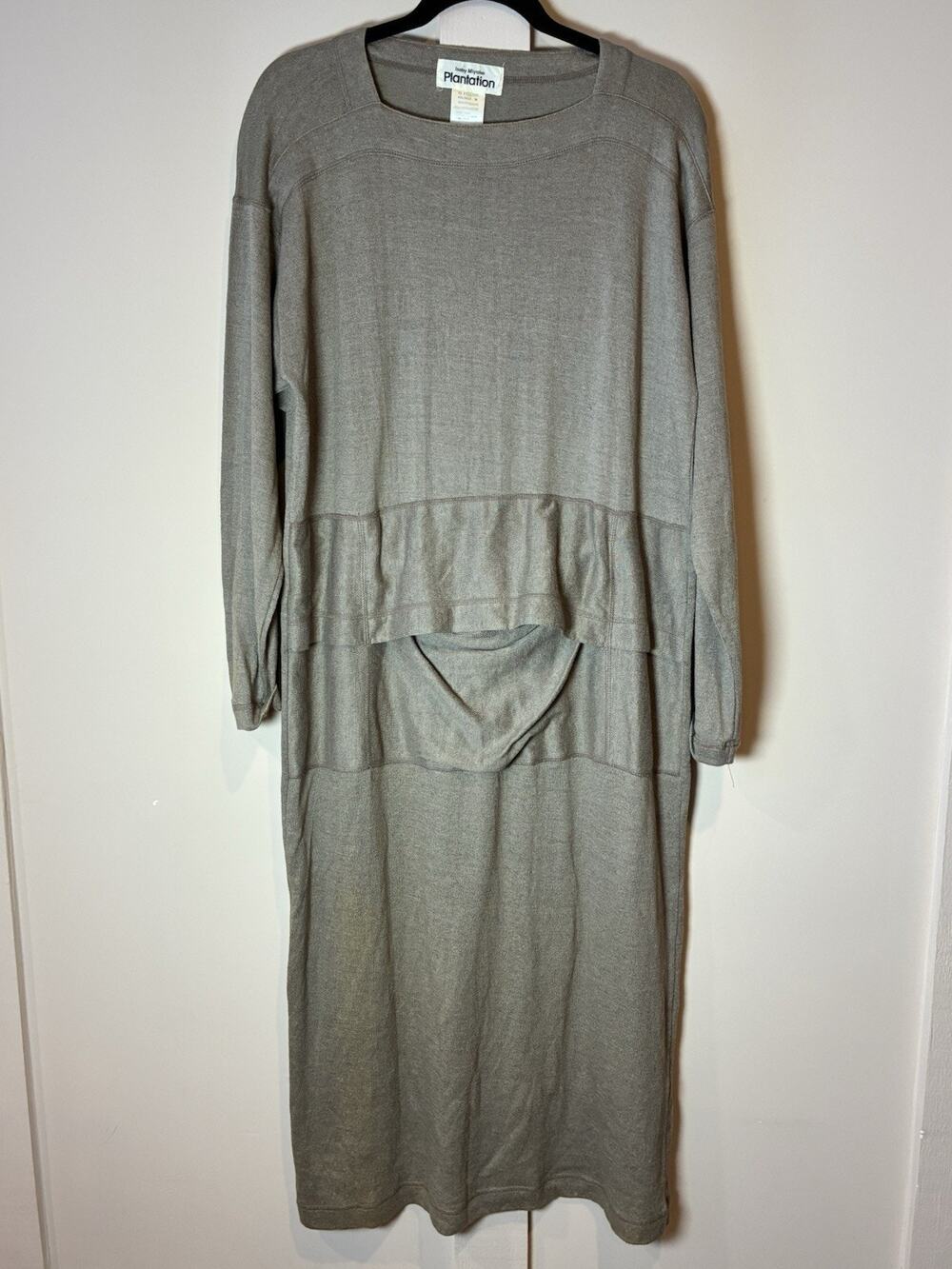 Vintage 1980s Issey Miyake Plantation Dress w/ Front Pouch Kangaroo Pocket Sz M